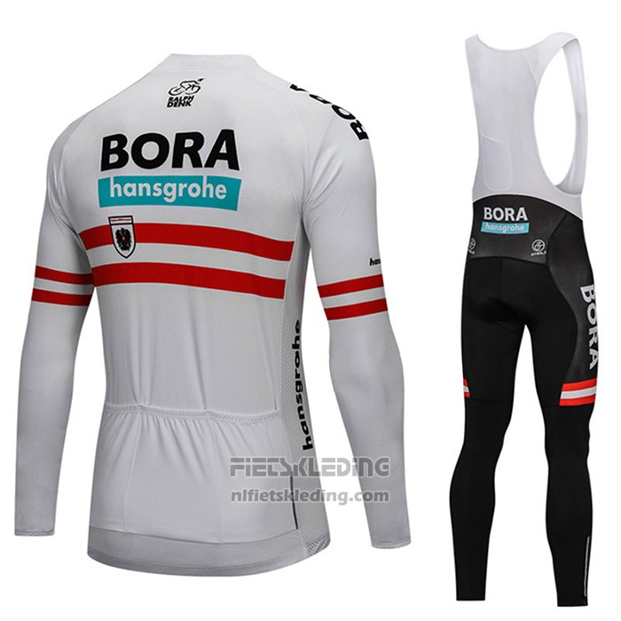 2018 Fietskleding Bora Kampioen Oostenrijk Wit Lange Mouwen en Koersbroek
